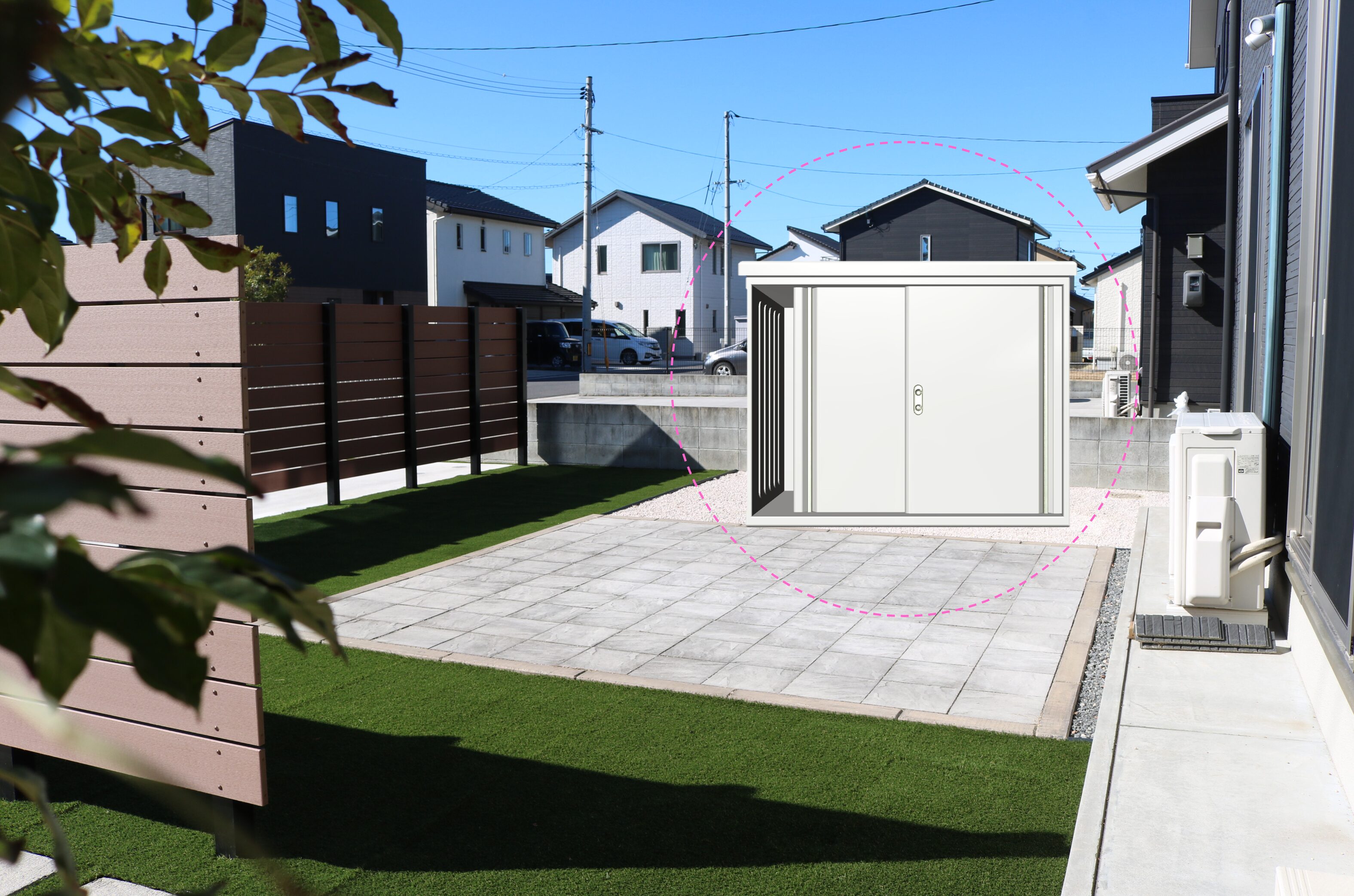 益田市 外構工事 フェンスと駐車場の組み合わせ施工