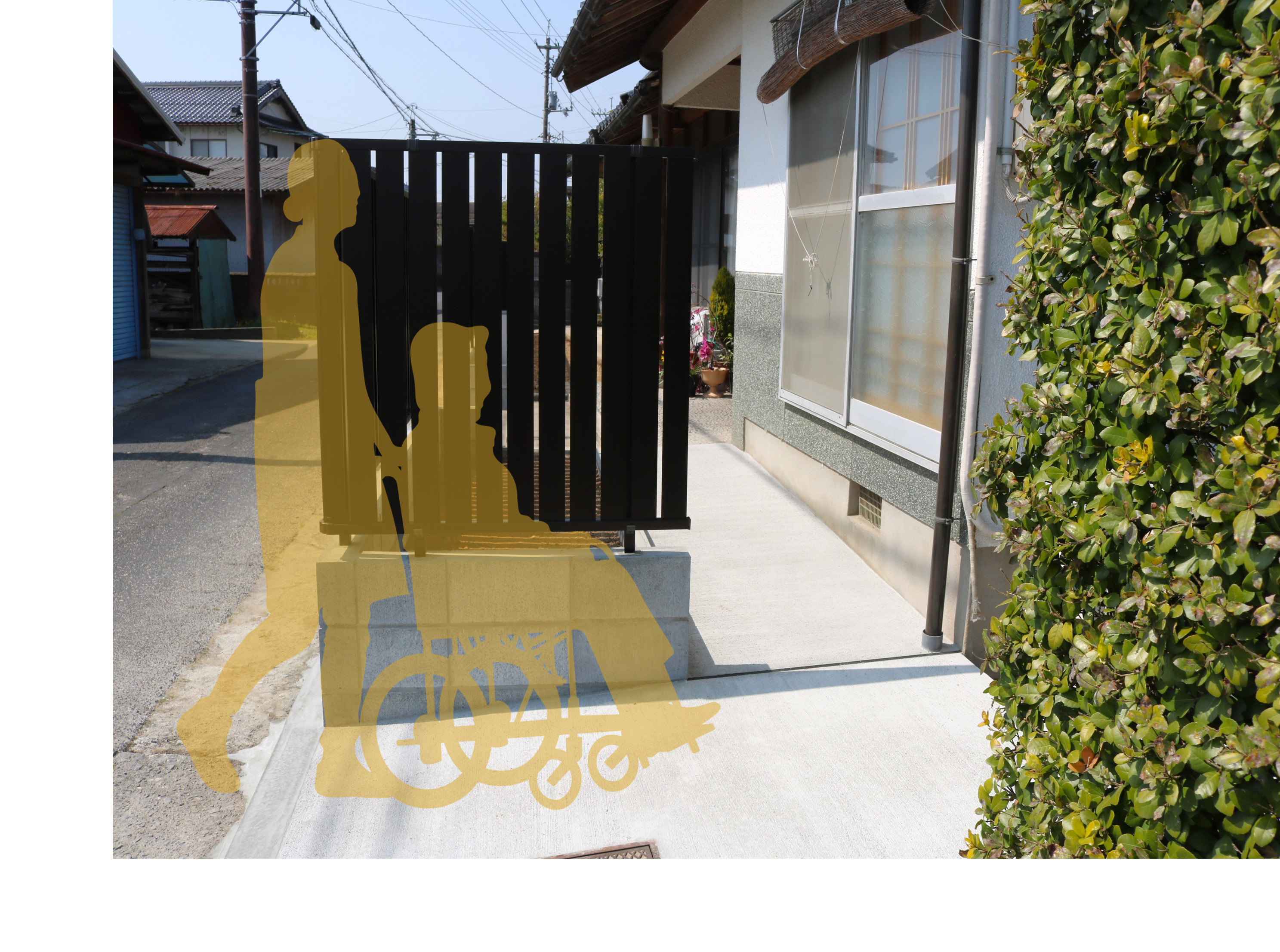 益田市 外構工事 ブロック塀リフォーム後のフェンス付きデザイン