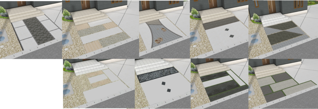 益田市 エクステリア施工 デザイン性の高い玄関前アプローチ」